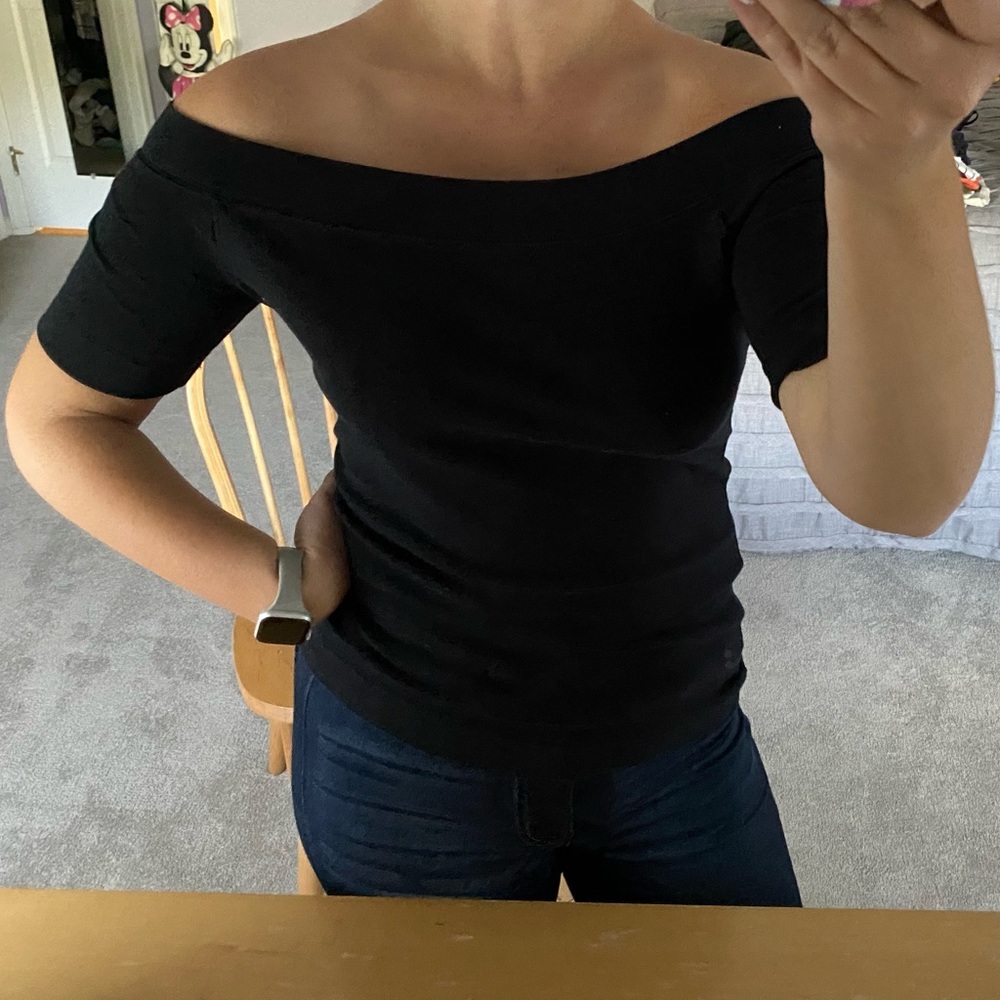 Black off the shoulder blouse